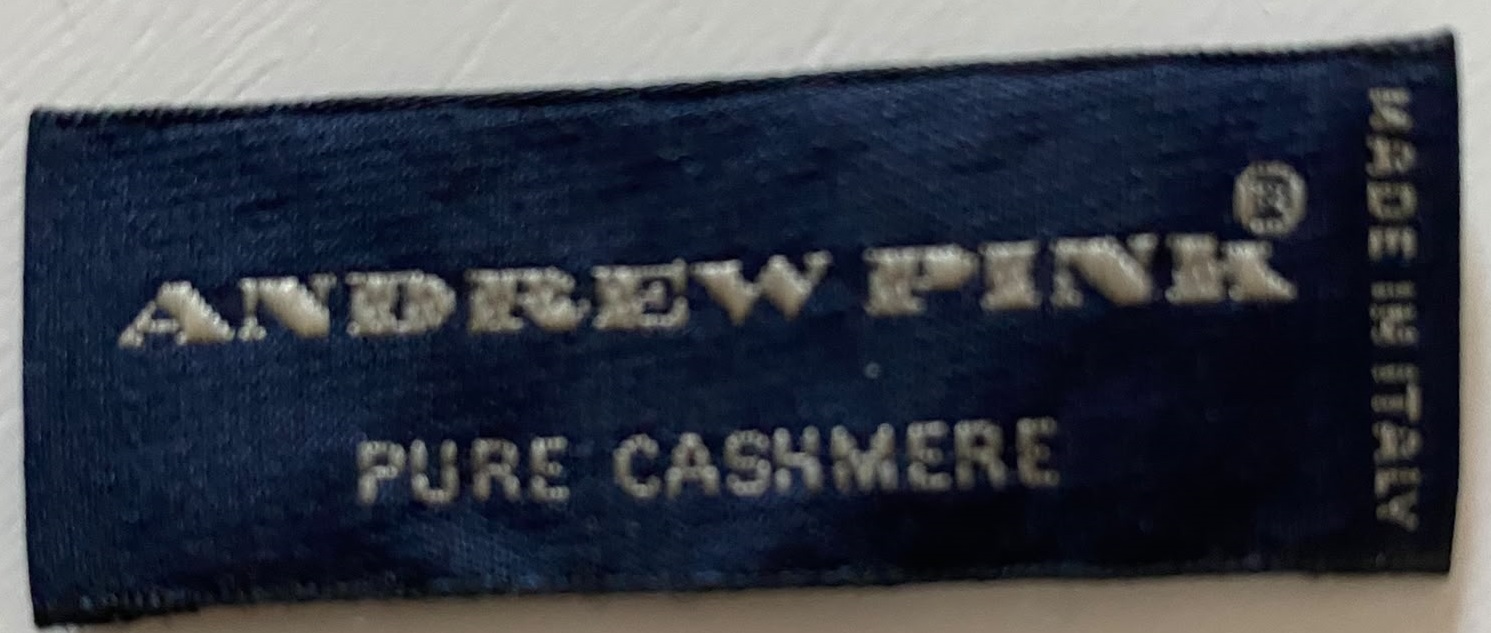 Etichetta Ufficiale Andrew Pink Pure Cashmere Made in Italy